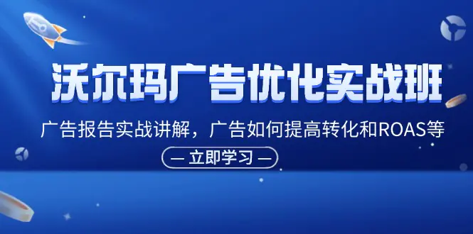 沃尔玛广告优化实战班，广告报告实战讲解，广告如何提高转化和ROAS等-3A资源站