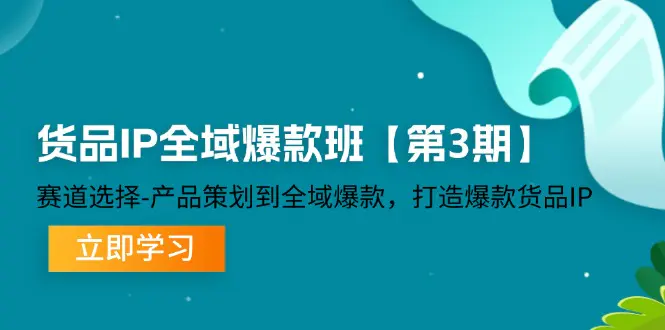 货品-IP全域爆款班【第3期】赛道选择-产品策划到全域爆款，打造爆款货品IP-3A资源站